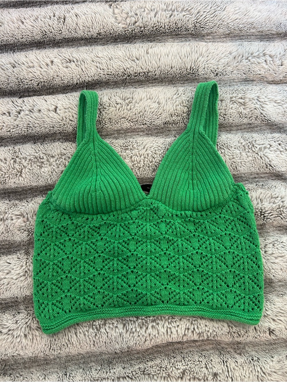 Zara Bright Green Knit Cropped Tank